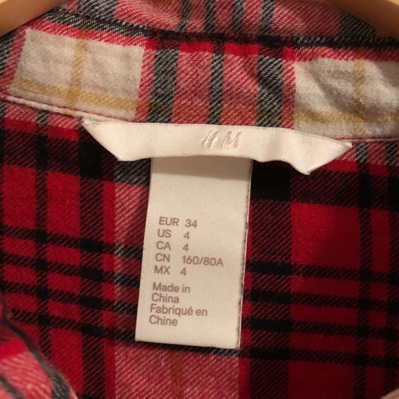 H&M Red Plaid Flannel Shirt - Picture 4 of 9